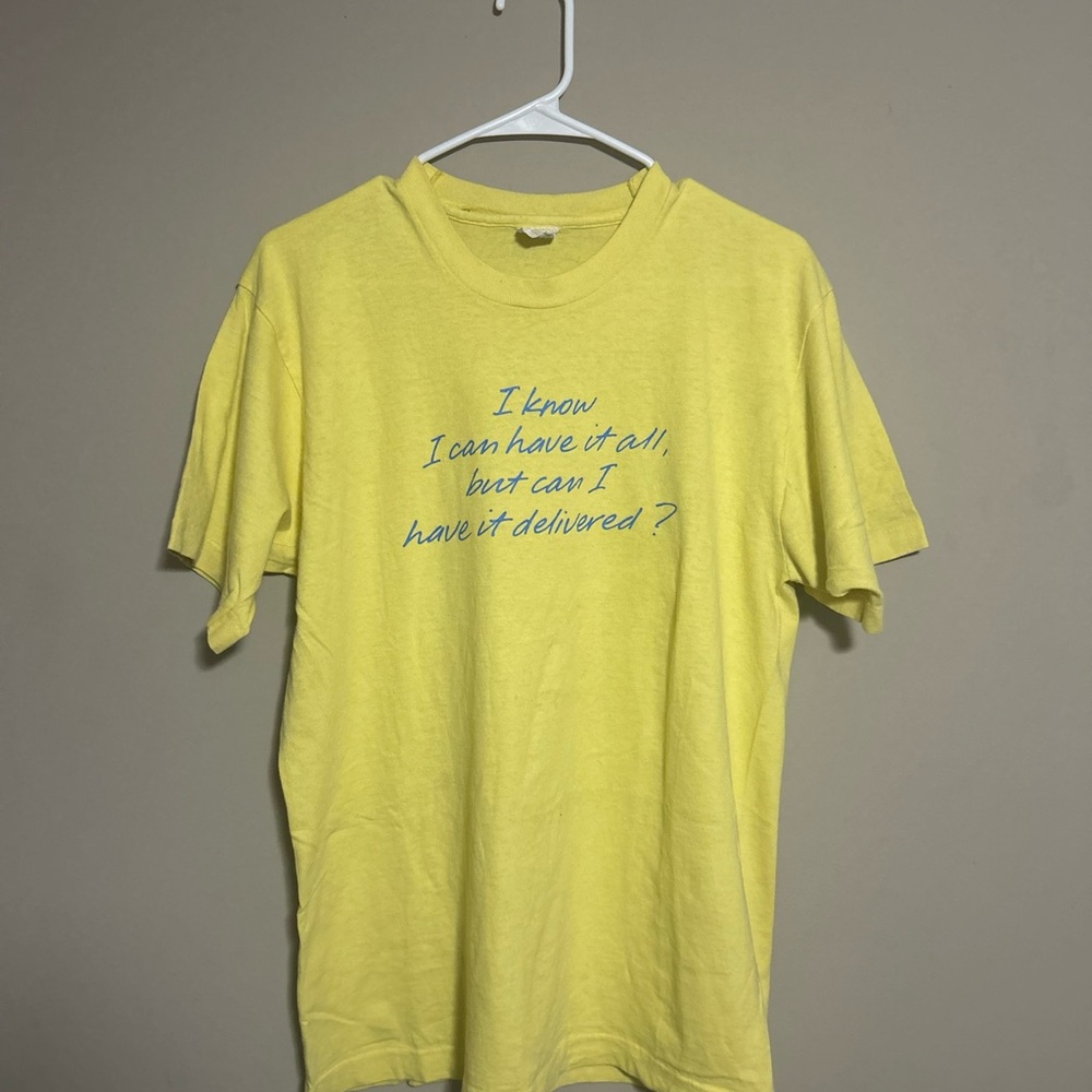 Ginia Yellow Tee with Blue Text